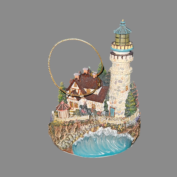Thomas Kinkade Clearing Storms Lighthouse Ornament 2000 Bradford Exchange Illum. - Picture 1 of 6